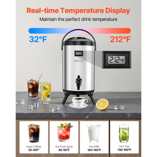 Insulated Beverage Dispenser 2 Gal76L Stainless Steel Thermal Drink