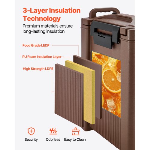 Insulated Beverage Dispenser 5 Gal19L Hot And Cold Server With Spigot Handle 8 1