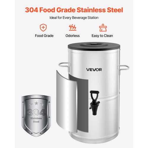 Ice Tea Dispenser 4 Gal15L 304 Stainless Steel Beverage Dispenser with Spigot