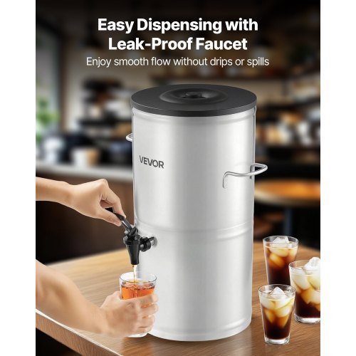 Ice Tea Dispenser 4 Gal15L 304 Stainless Steel Beverage Dispenser with Spigot