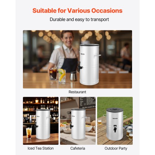 Ice Tea Dispenser 4 Gal15L 304 Stainless Steel Beverage Dispenser with Spigot