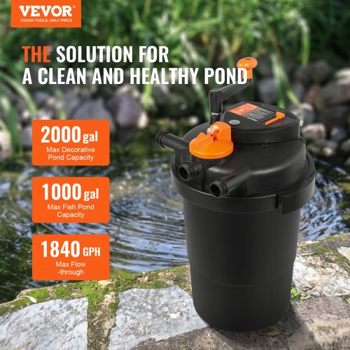 Bio Pressure Pond Filter Up to 2000 Gallons with 13W UVC Light 1840 GPH
