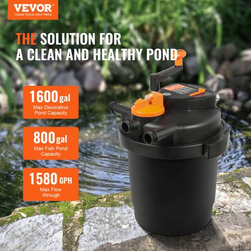 Bio Pressure Pond Filter Up to 1600 Gallons with 13W UVC Light 1580 GPH