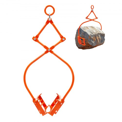 24in Stone Lifting Tongs 2Claw Rock Tongs Heavy Duty Steel Log Tongs