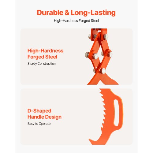 28in Log Lifting Tongs 2Claw Log Tongs Heavy Duty Steel Log Grapple