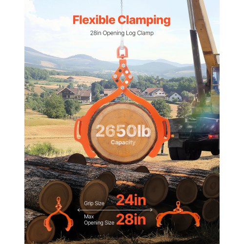 28in Log Lifting Tongs 4Claw Log Tongs Heavy Duty Steel Log Grapple