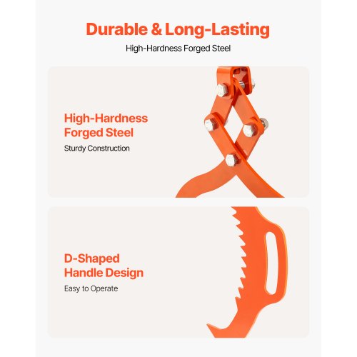 32in Log Lifting Tongs 2Claw Log Tongs Heavy Duty Steel Log Grapple