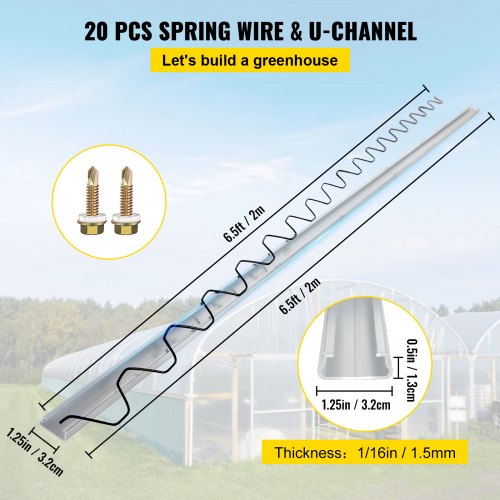 Spring Wire and Lock Channel656ft Spring Lock UChannel Bundle for Greenhouse