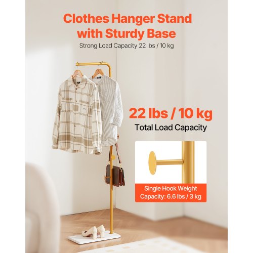Coat Rack Freestanding Coats Rack Stand with Quartz Stone Base 3 Round