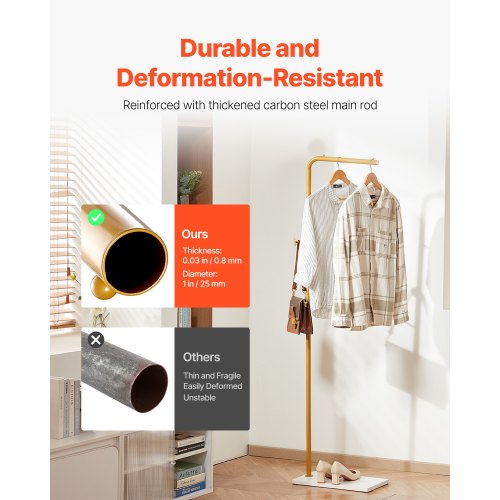 Coat Rack Freestanding Coats Rack Stand with Quartz Stone Base 3 Round