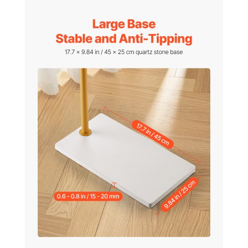 Coat Rack Freestanding Coats Rack Stand with Quartz Stone Base 3 Round