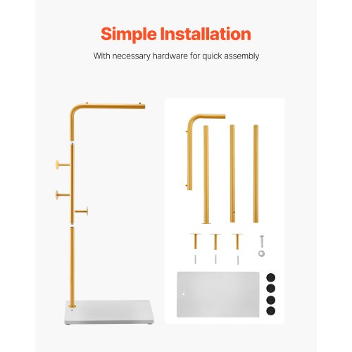 Coat Rack Freestanding Coats Rack Stand with Quartz Stone Base 3 Round