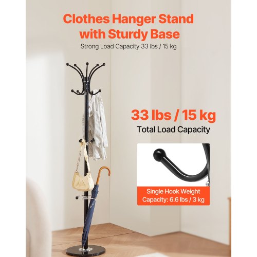 Freestanding Coat Rack Metal Coats Rack Stand with Umbrella Holder Stable