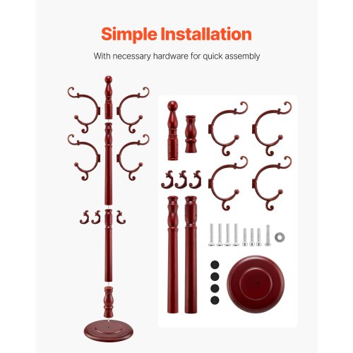 Coat Rack Freestanding Wooden Coats Rack Stand with Weighted Base 11