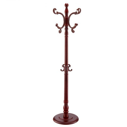 Coat Rack Freestanding Wooden Coats Rack Stand with Weighted Base 11