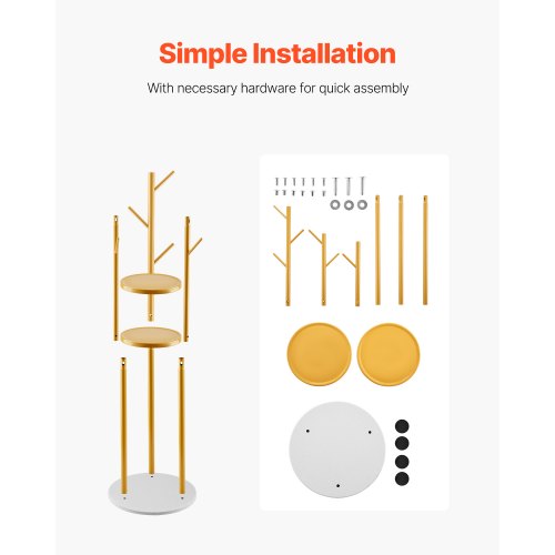 Coat Rack Freestanding Coat Rack Stand with Quartz Stone Base 9 Hooks