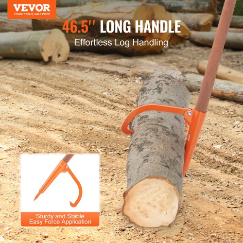 Log Peavey 46.5 in Wooden Handle Log Lifter Heavy Duty Log Roller with Max 18