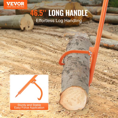 Log Peavey 46.5 in Metal Handle Log Lifter Heavy Duty Log Roller with Max