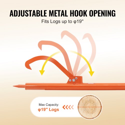 Log Peavey 46.5 in Metal Handle Log Lifter Heavy Duty Log Roller with Max
