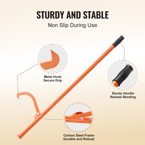 Cant Hook Tool 46.5 in Heavy Duty Steel Log Roller Log Lifter Timber Jack