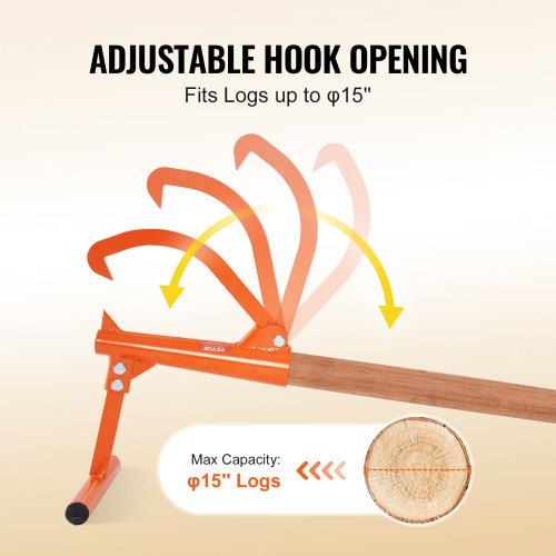 Timberjack 46.5 in Heavy Duty Log Lifter with Wooden Handle Log Roller