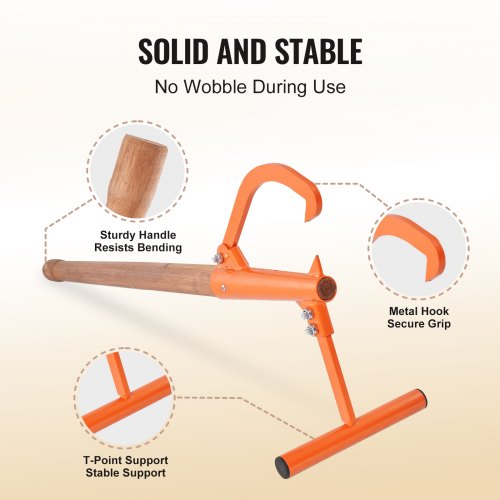 Timberjack 46.5 in Heavy Duty Log Lifter with Wooden Handle Log Roller