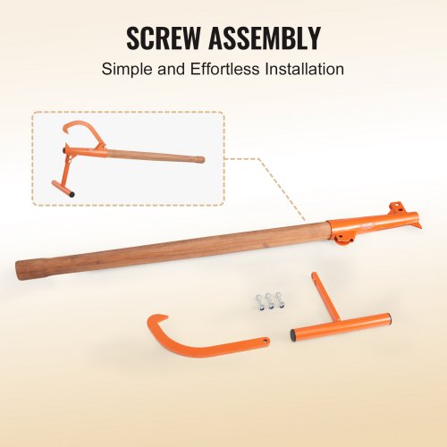 Timberjack 46.5 in Heavy Duty Log Lifter with Wooden Handle Log Roller