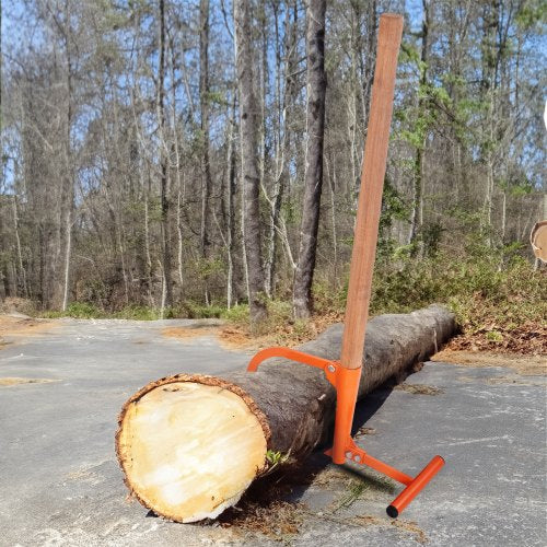 Timberjack 46.5 in Heavy Duty Log Lifter with Wooden Handle Log Roller