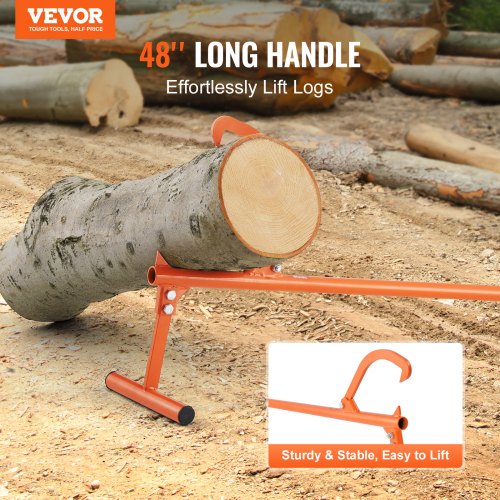 Timberjack 48 in Heavy Duty Log Lifter with Metal Handle Log Roller with Metal