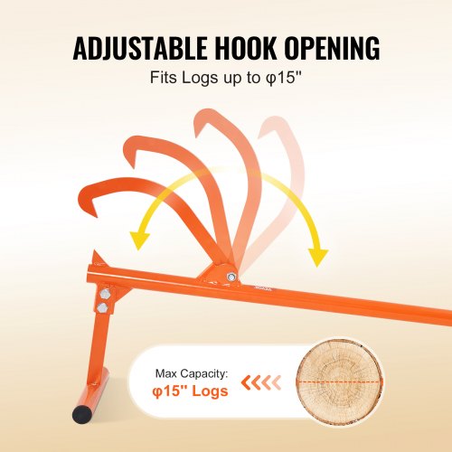 Timberjack 48 in Heavy Duty Log Lifter with Metal Handle Log Roller with Metal