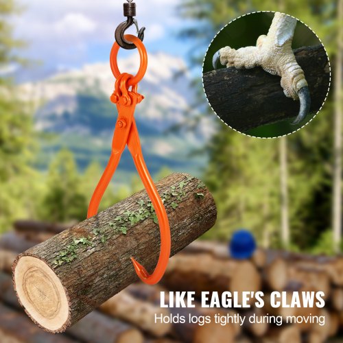 Log Skidding Tongs 18 inch 2 Claw Log Lifting Tongs Heavy Duty Steel