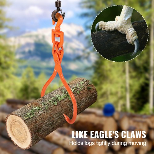 Log Skidding Tongs 18 inch 2 Claw Log Lifting Tongs Heavy Duty Rotating