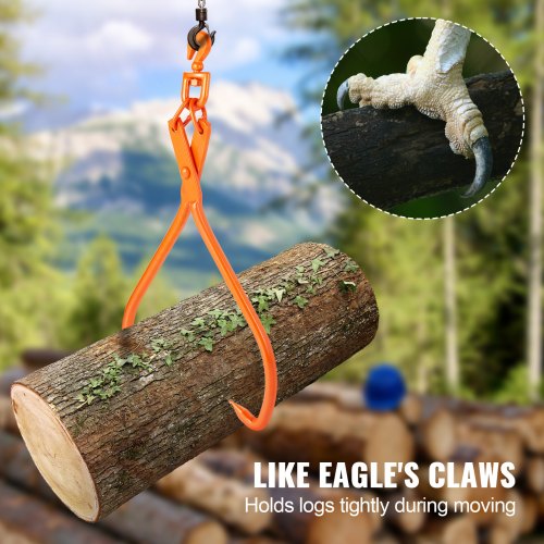 Log Skidding Tongs 32 inch 2 Claw Log Lifting Tongs Heavy Duty Rotating