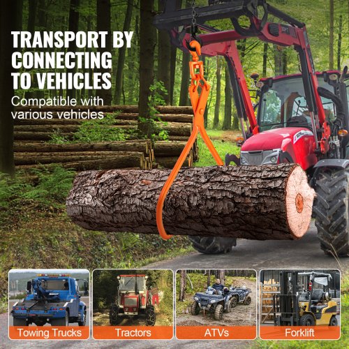 Log Skidding Tongs 32 inch 2 Claw Log Lifting Tongs Heavy Duty Rotating