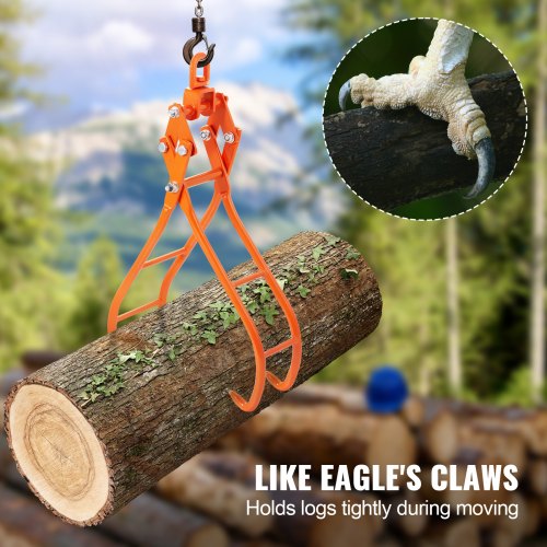 Timber Claw Hook 36 inch 4 Claw Log Grapple for Logging Tongs Swivel Steel