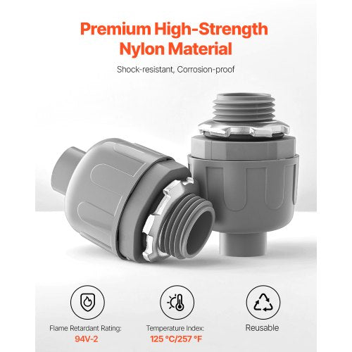 12 in 100 pcs Liquid Tight Connector NonMetallic Conduit Fitting Connector