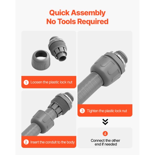 12 in 100 pcs Liquid Tight Connector NonMetallic Conduit Fitting Connector