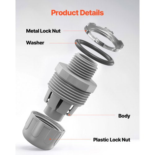 12 in 100 pcs Liquid Tight Connector NonMetallic Conduit Fitting Connector
