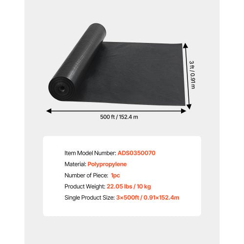 Silt Fence Fabric Roll 3 x 500 ft Erosion Control Fencing Industrial Grade