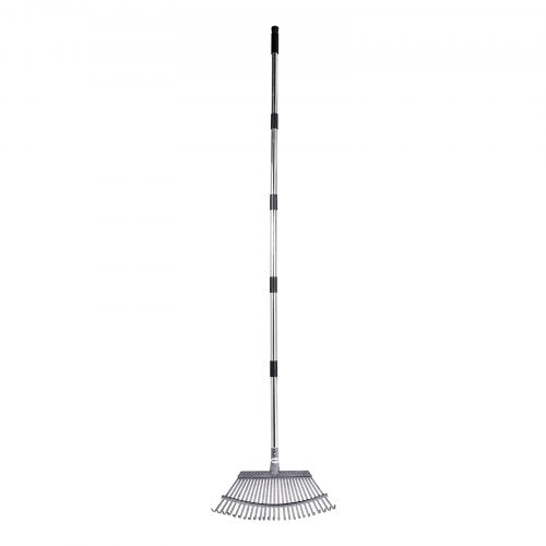 Leaf Rake 25 Metal Tines Adjustable Garden Rake for Lawns with 18.3 Inch