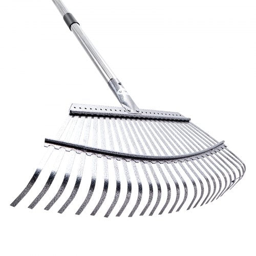 Leaf Rake 25 Metal Tines Adjustable Garden Rake for Lawns with 18.3 Inch
