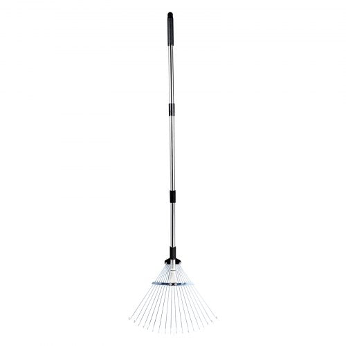 Leaf Rake 18 Metal Tines Adjustable Garden Rake for Lawns with 77171
