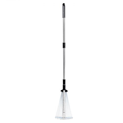 Leaf Rake 18 Metal Tines Adjustable Garden Rake for Lawns with 77171