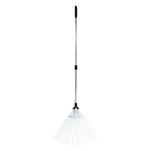 Leaf Rake 15 Metal Tines Adjustable Garden Rake for Lawns with 75224