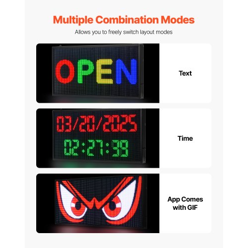 Programmable LED Sign P5 Full Color Flexible Digital Scrolling Panel DIY