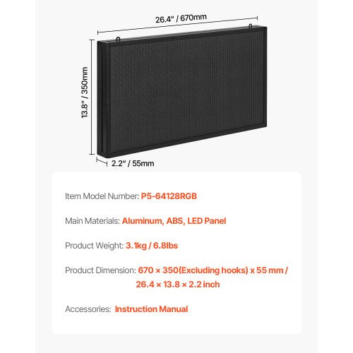 Programmable LED Sign P5 Full Color Flexible Digital Scrolling Panel DIY