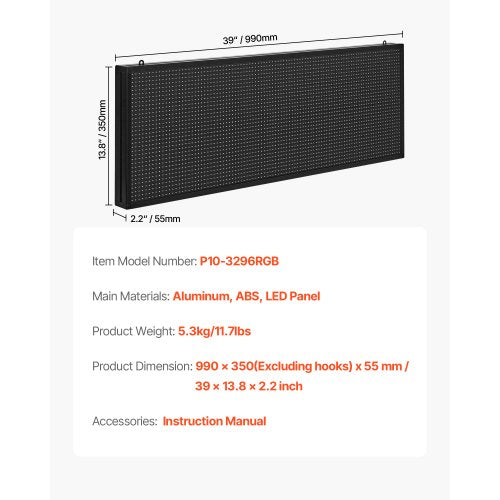 Programmable LED Sign P10 Full Color Flexible Digital Scrolling Panel DIY