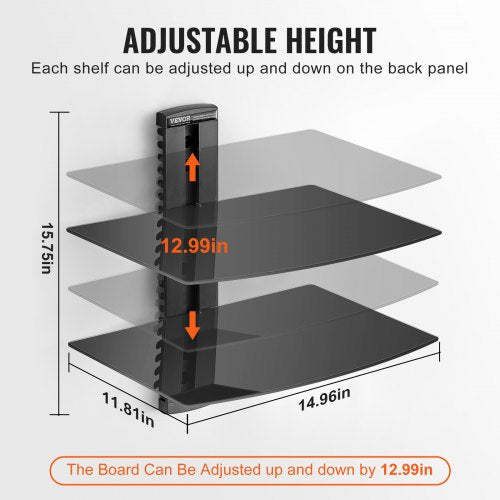 Glass Floating Shelves Holds up to 18 lbs TV Wall Mount with Shelf