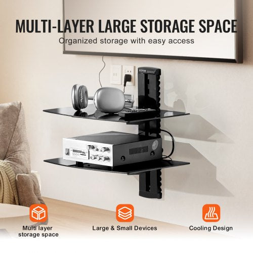 Glass Floating Shelves Holds up to 18 lbs TV Wall Mount with Shelf
