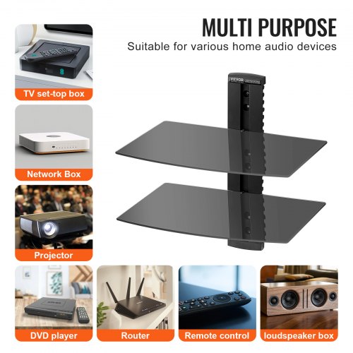 Glass Floating Shelves Holds up to 18 lbs TV Wall Mount with Shelf